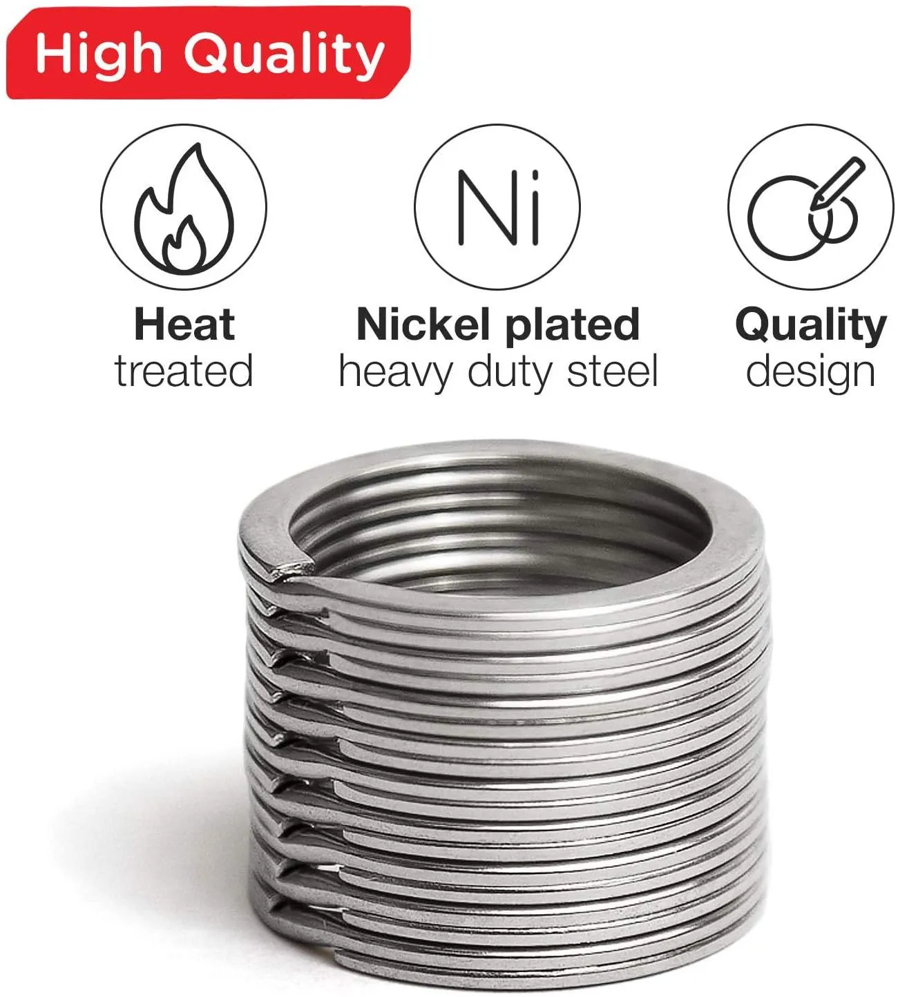 1.18"  Metal Keychain Split Rings (Flat Silver)