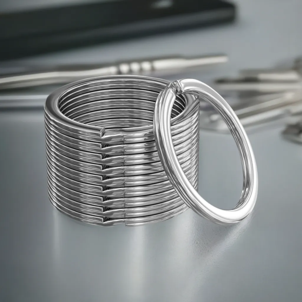 1.18"  Metal Keychain Split Rings (Flat Silver)