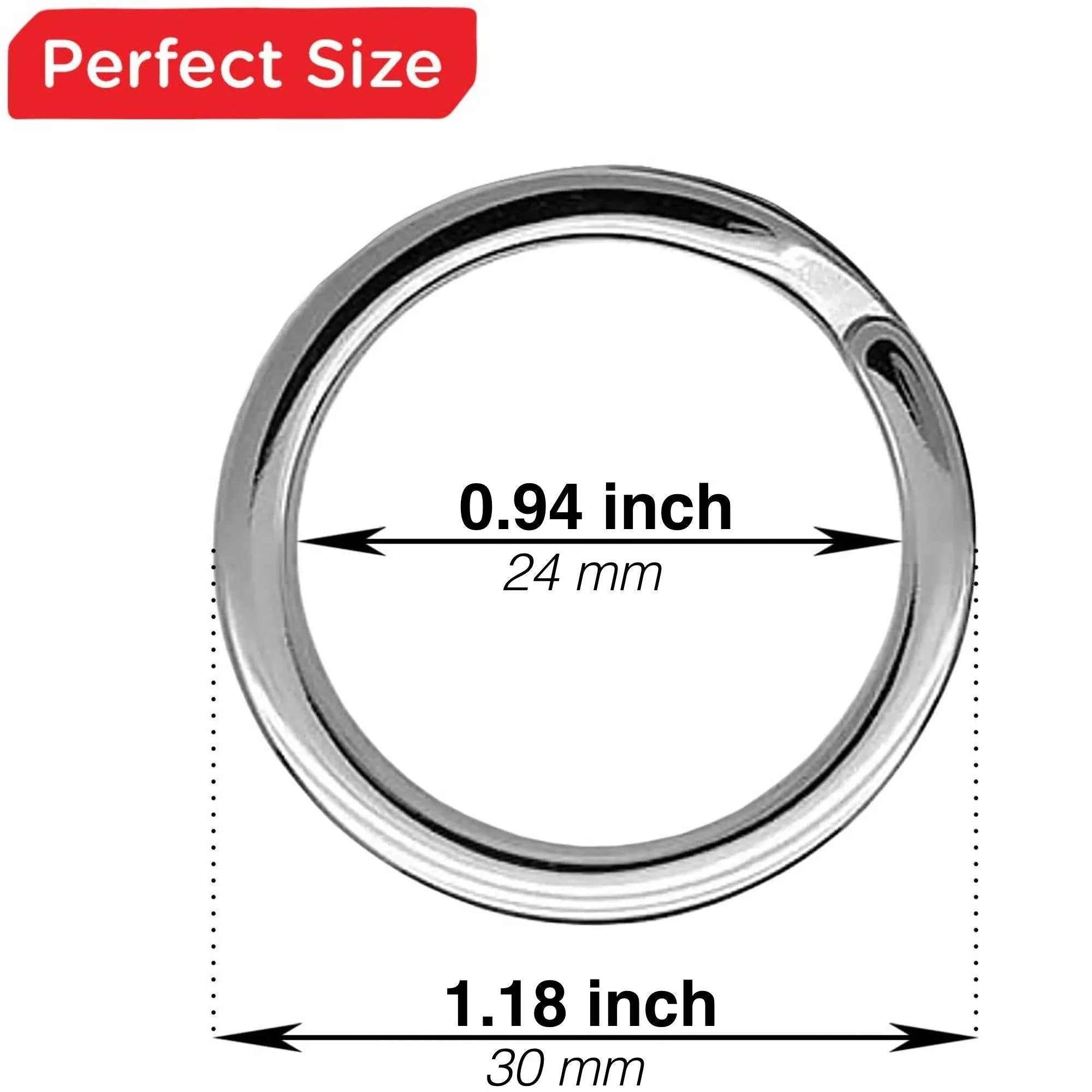 1.18"  Metal Keychain Split Rings (Flat Silver)