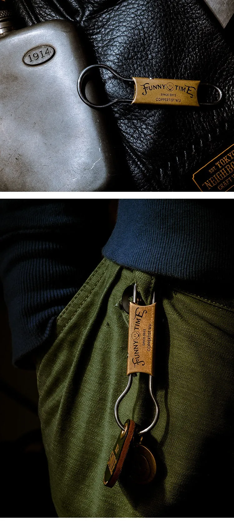 1930s Keyrings Brass Moto KeyChains Hook Keyring Moto Key Holder Key Chain Key Rings for Men