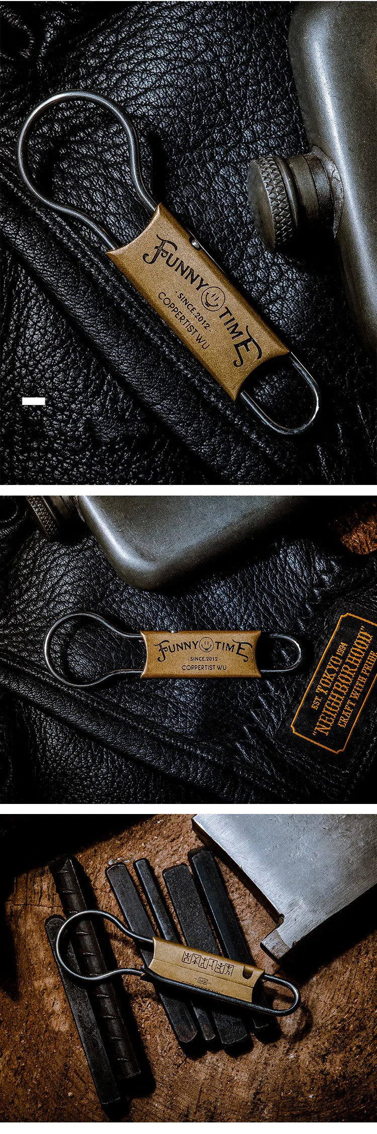 1930s Keyrings Brass Moto KeyChains Hook Keyring Moto Key Holder Key Chain Key Rings for Men