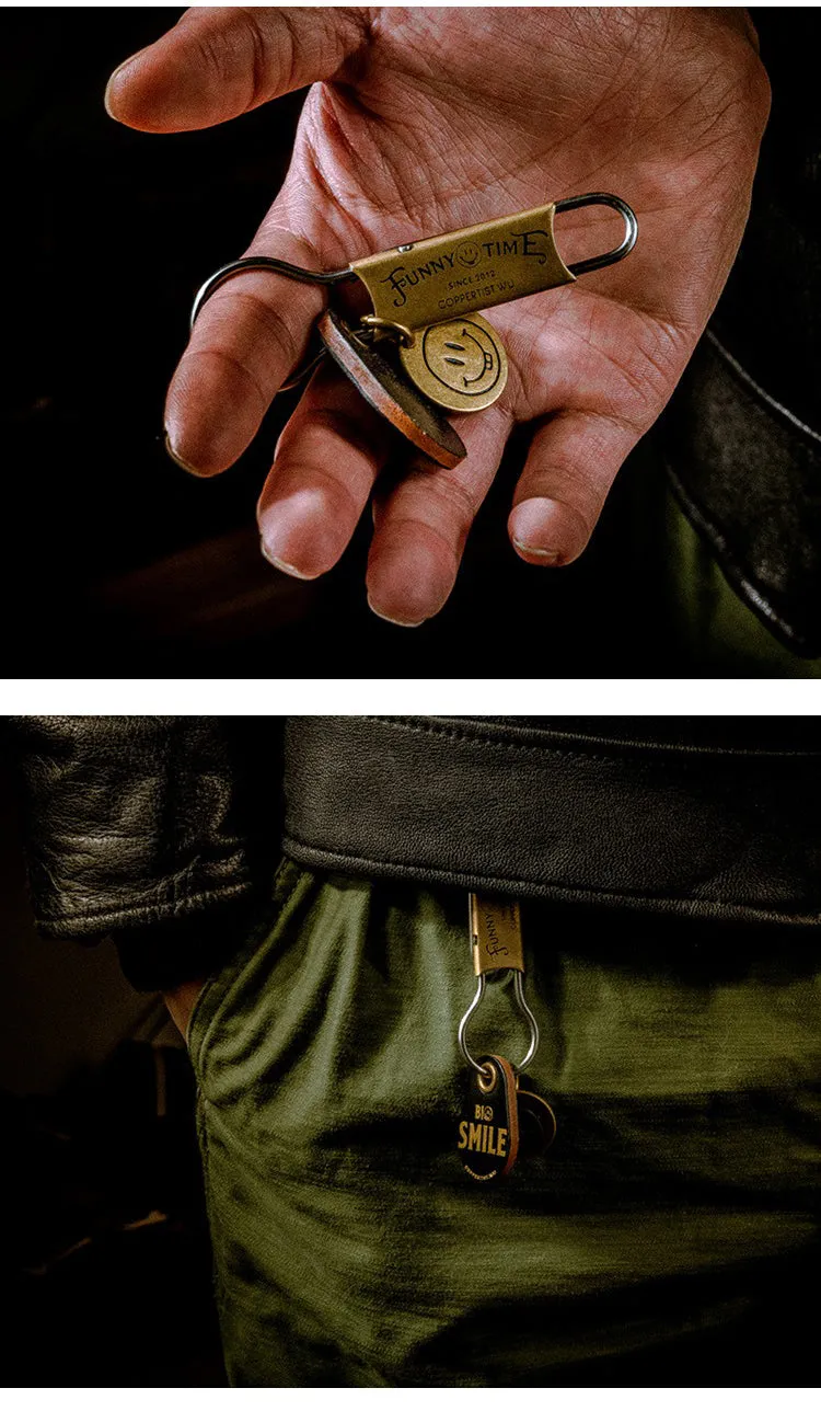 1930s Keyrings Brass Moto KeyChains Hook Keyring Moto Key Holder Key Chain Key Rings for Men