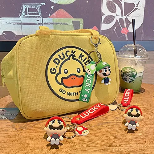 2 pcs Super Mario Rubber Keychains,wopin-Rubber Quality Keychains Key Chain Creative Cartoon Keychain, Cute Mario Figure, Boy Fashion Pendant Gift