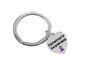 Alzheimer's Awareness Heart Charm Split Style Keychains