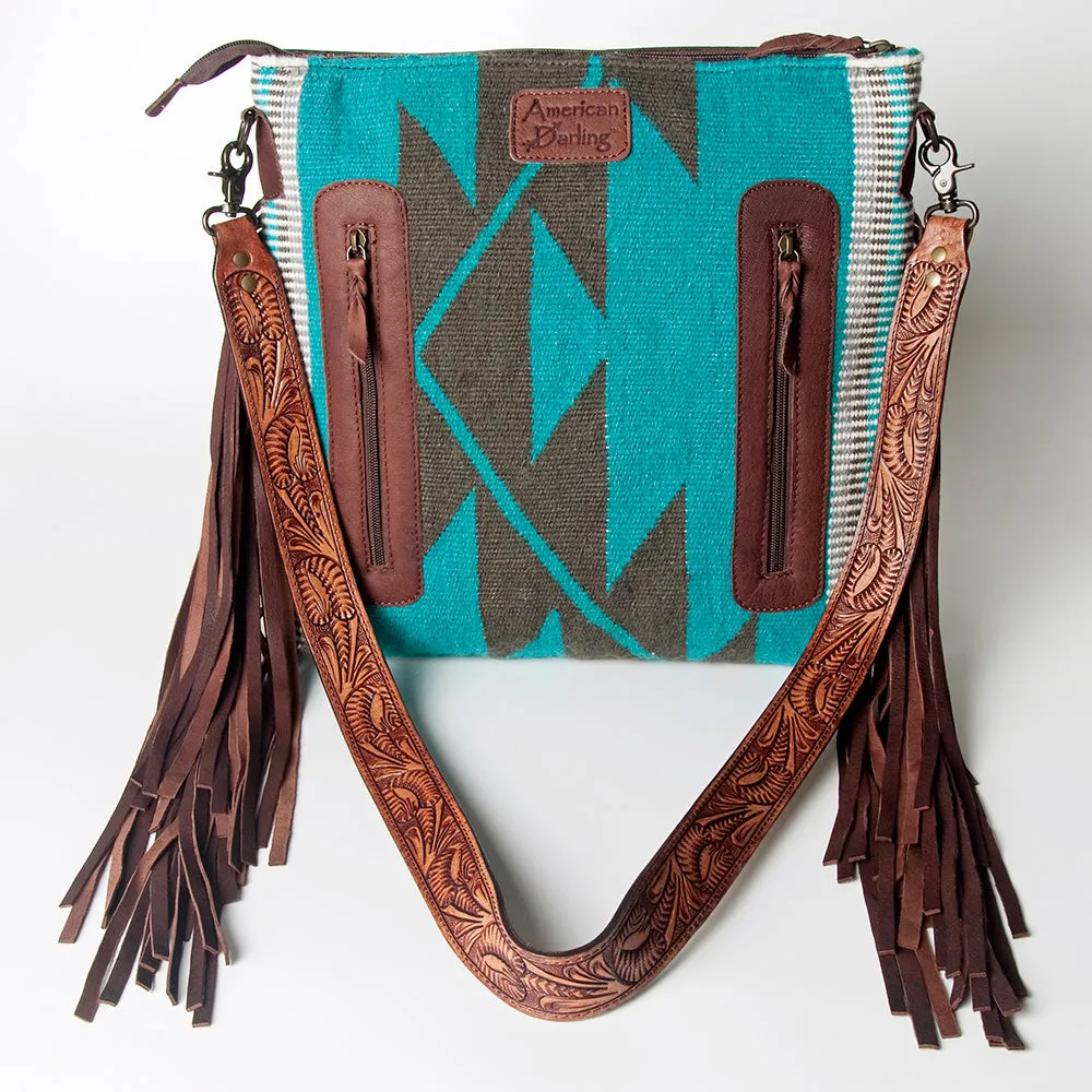 American Darling ADBGZ558 Signature Crossbody Hand Tooled Saddle Blanket Genuine Leather Women Bag Western Handbag Purse
