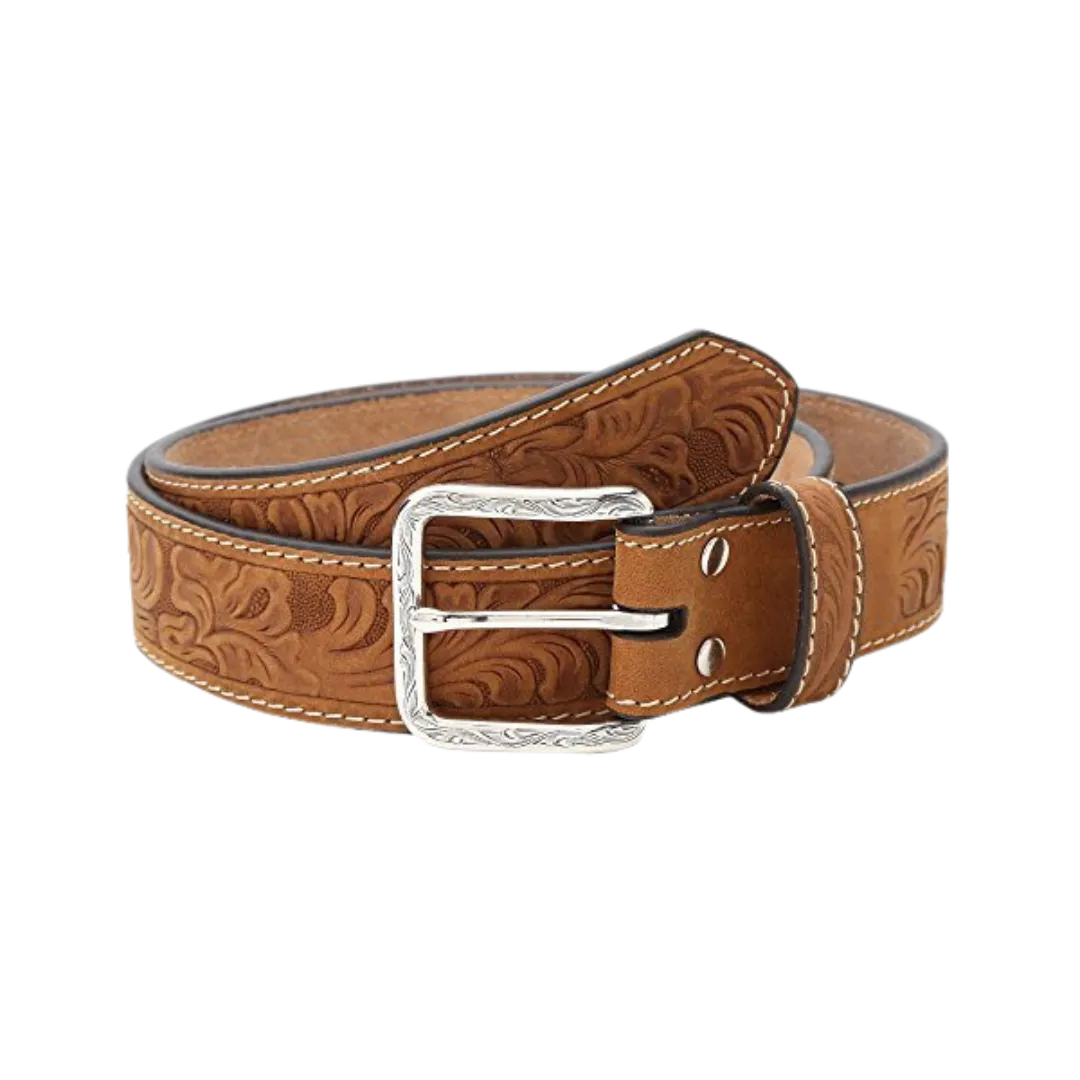 Ariat M&F Nocona Mens Leather Embossed Brown Belt
