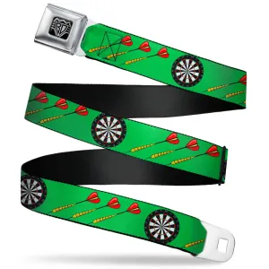 BD Wings Logo CLOSE-UP Full Color Black Silver Seatbelt Belt - Darts Green/Multi Color Webbing