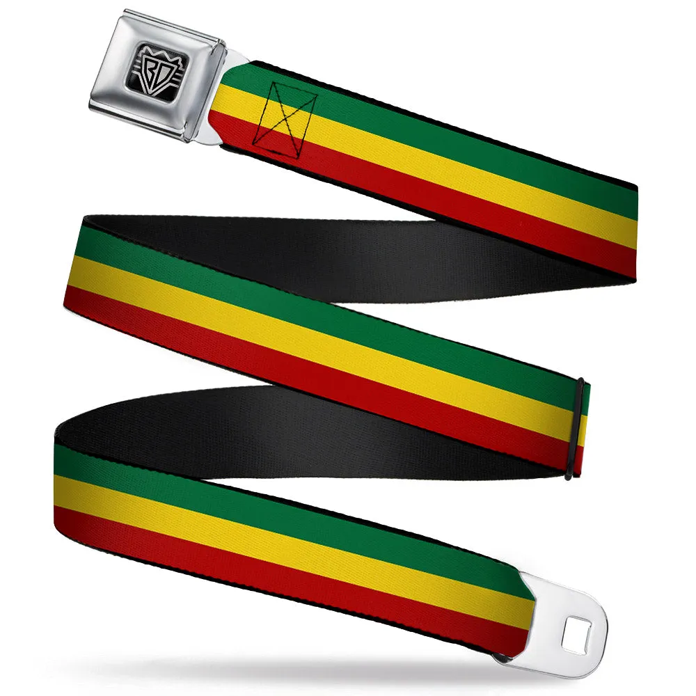 BD Wings Logo CLOSE-UP Full Color Black Silver Seatbelt Belt - Rasta Webbing
