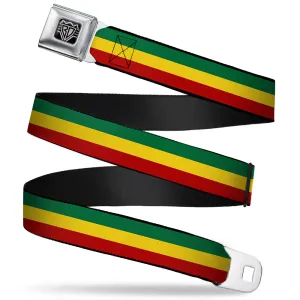 BD Wings Logo CLOSE-UP Full Color Black Silver Seatbelt Belt - Rasta Webbing