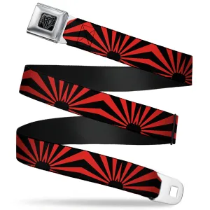 BD Wings Logo CLOSE-UP Full Color Black Silver Seatbelt Belt - Rising Sun Red/Black Webbing
