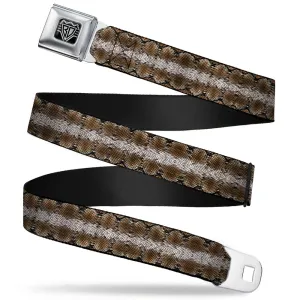 BD Wings Logo CLOSE-UP Full Color Black Silver Seatbelt Belt - Snake Skin 2 Webbing