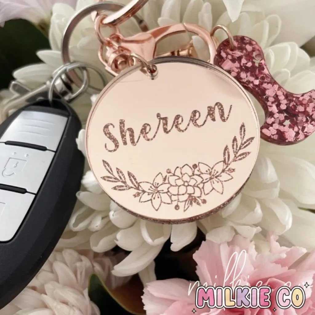 Bloom Personalised Mirror Keychain