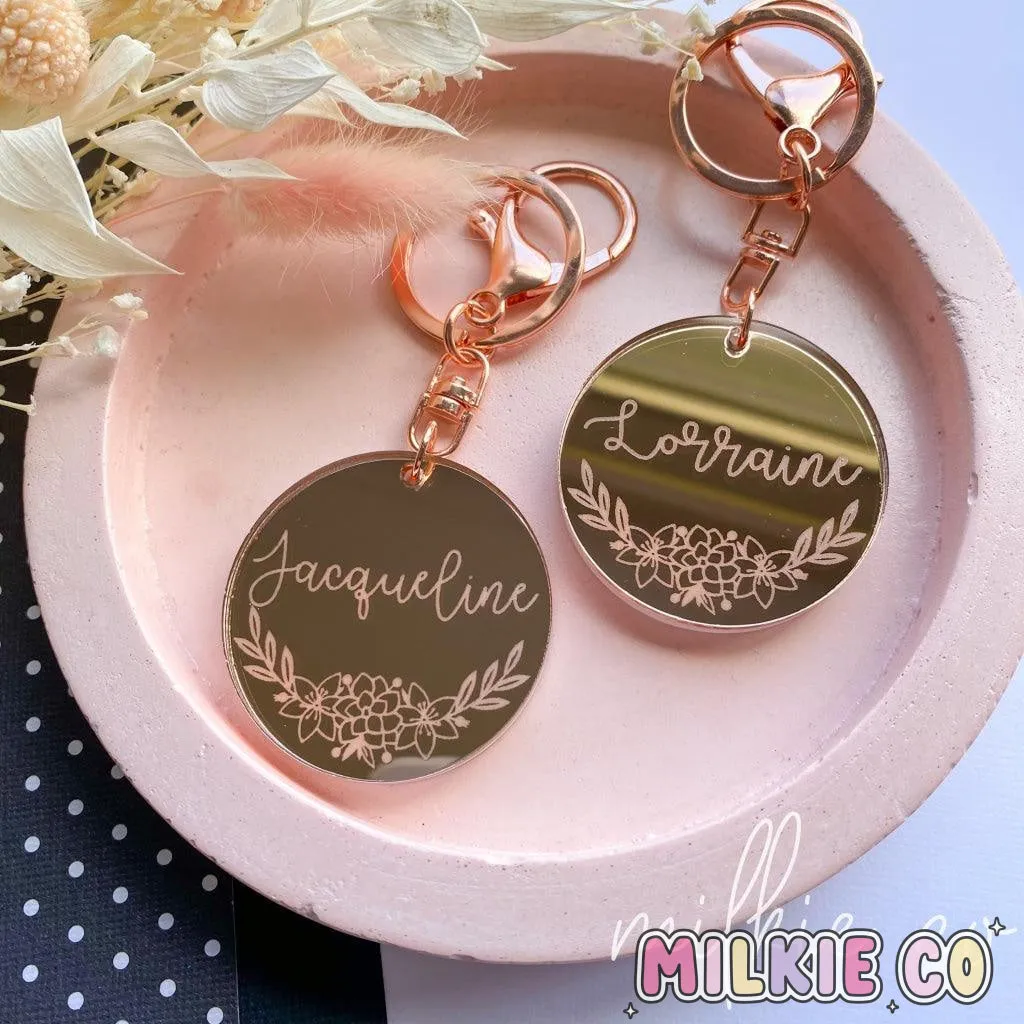 Bloom Personalised Mirror Keychain
