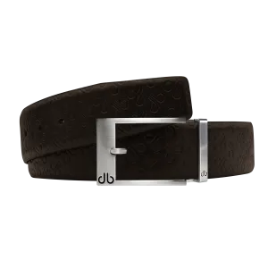Brown Db Icon Pattern Embossed Leather Belt With Silver Classic Prong Buckle