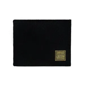 CANVAS & AWL Canvas with Leather Trim Slim Bifold RFID Blocking Men's Wallet (Black)