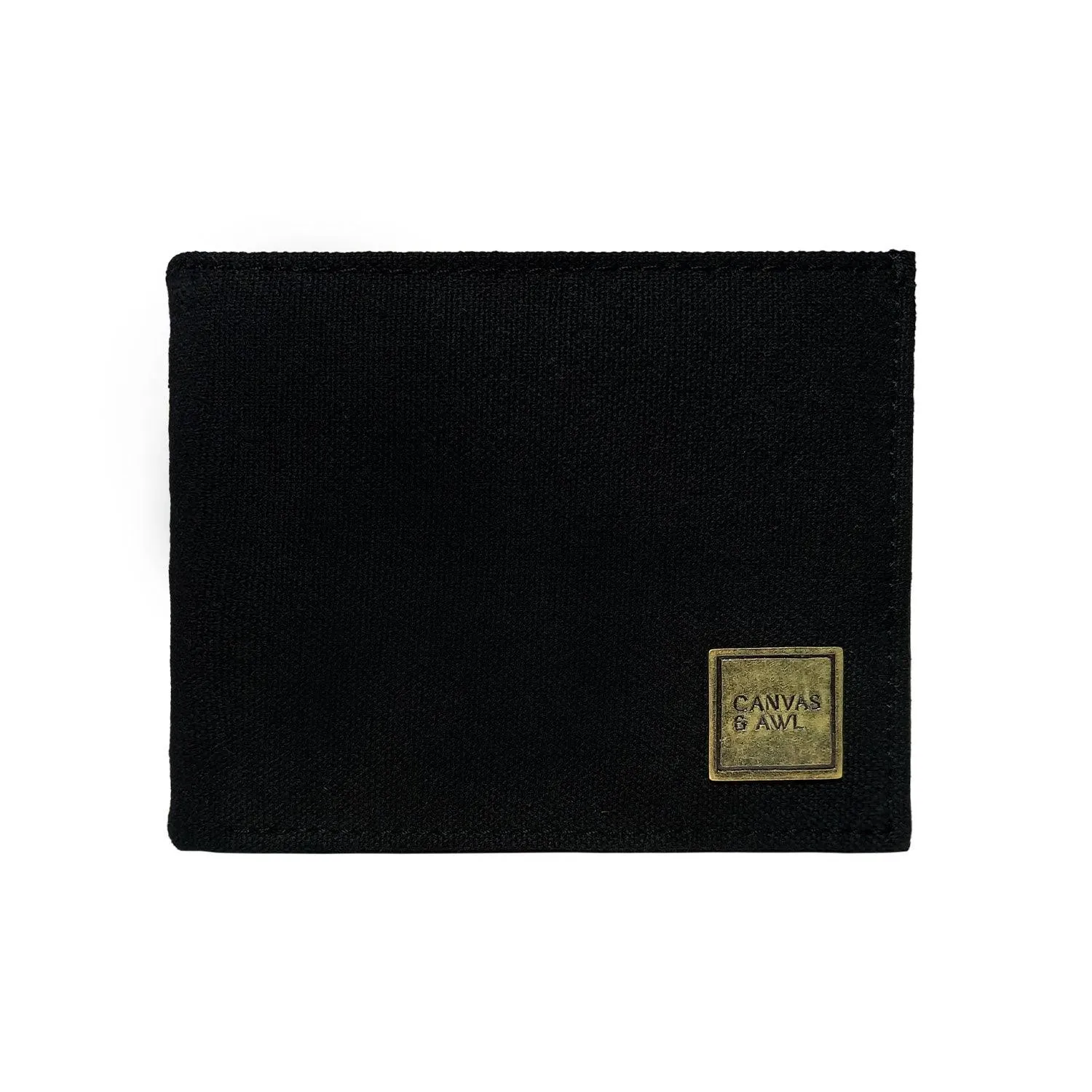 CANVAS & AWL Canvas with Leather Trim Slim Bifold RFID Blocking Men's Wallet (Black)