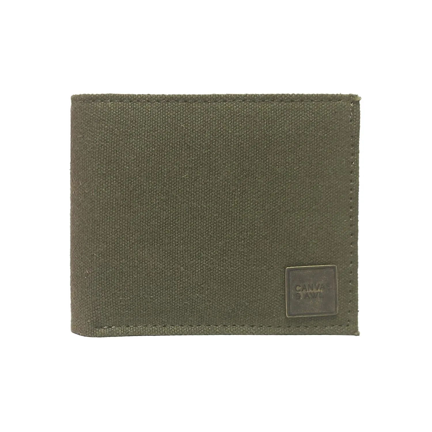 CANVAS & AWL Canvas with Leather Trim Slim Bifold RFID Blocking Men's Wallet (Green)