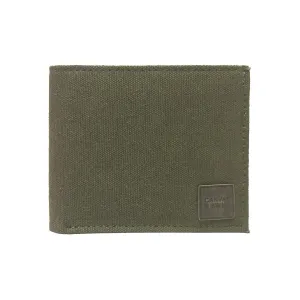 CANVAS & AWL Canvas with Leather Trim Slim Bifold RFID Blocking Men's Wallet (Green)