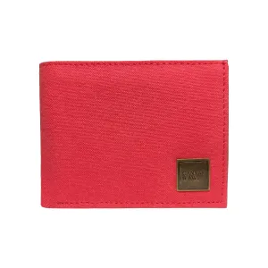 CANVAS & AWL Canvas with Leather Trim Slim Bifold RFID Blocking Men's Wallet (Red)