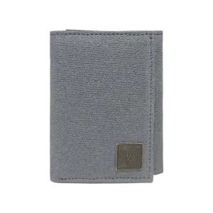 CANVAS & AWL Canvas with Leather Trim Slim Trifold RFID Blocking Mens Wallet (Denim Blue)