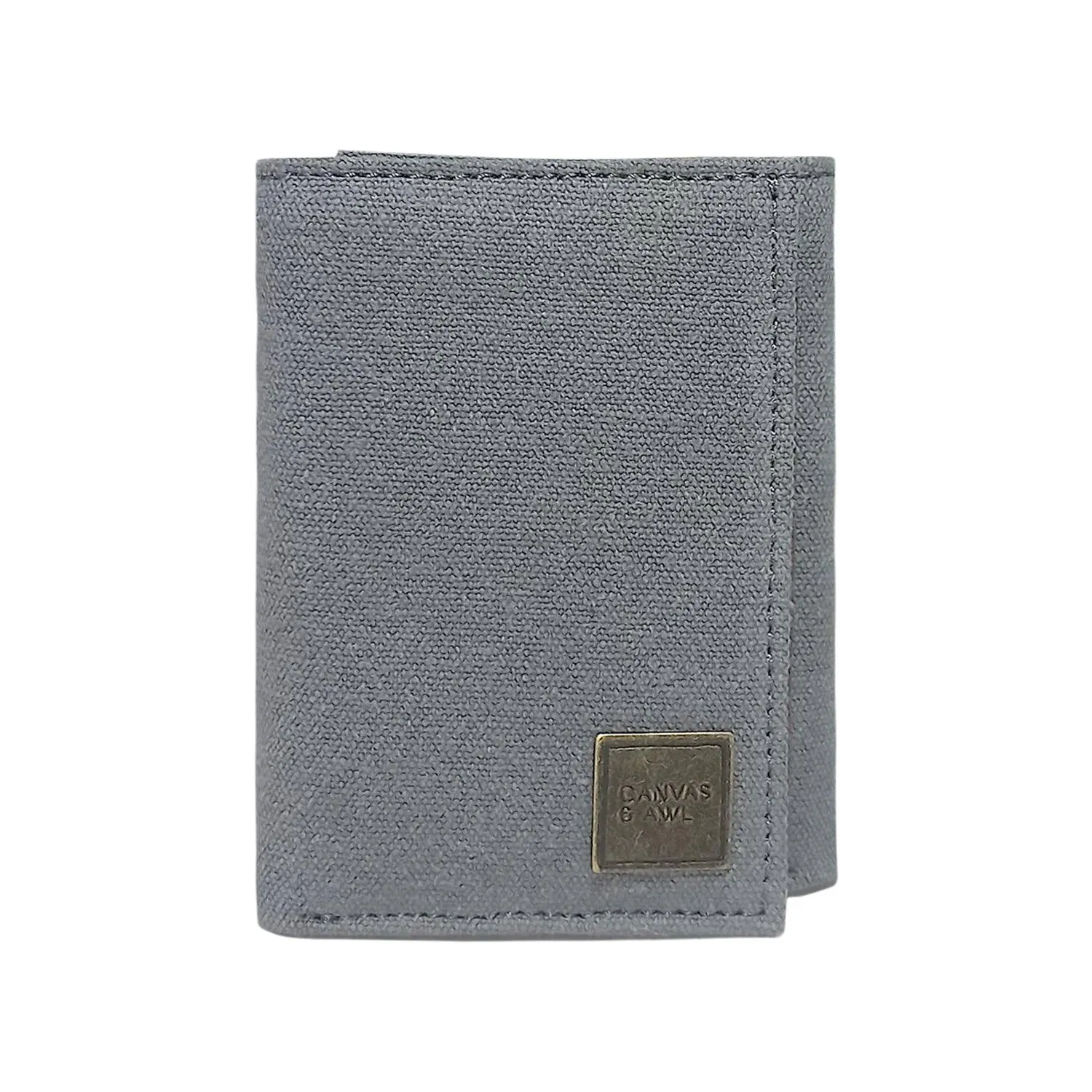 CANVAS & AWL Canvas with Leather Trim Slim Trifold RFID Blocking Mens Wallet (Denim Blue)