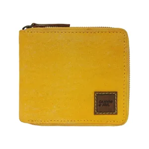 CANVAS & AWL Hand Stain Canvas Slim Bifold Zip Around Men's Wallet (Turmeric Stain)