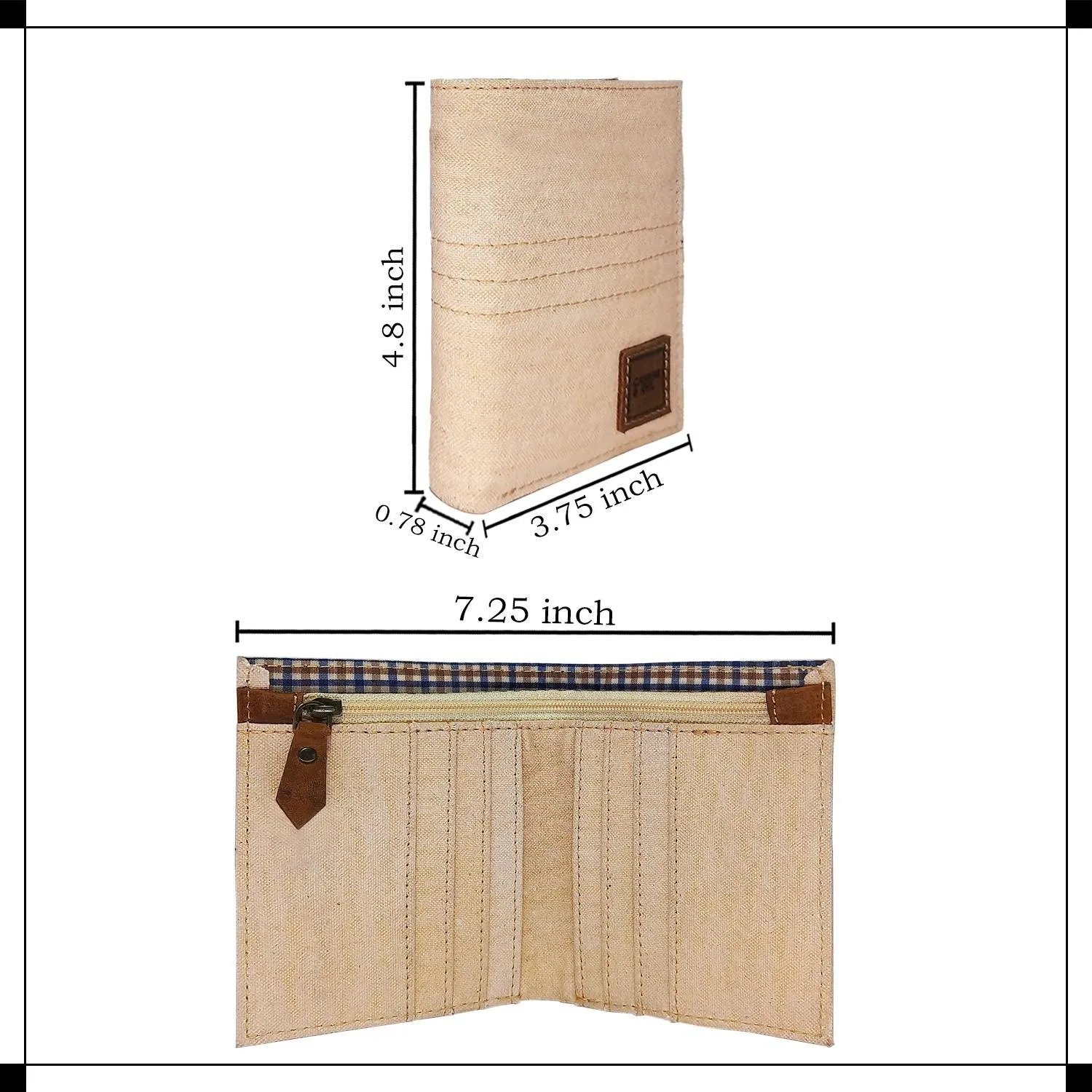 CANVAS & AWL Hand Stain Canvas Unisex Casual Slim Bifold Card Wallet (Tea Stain)