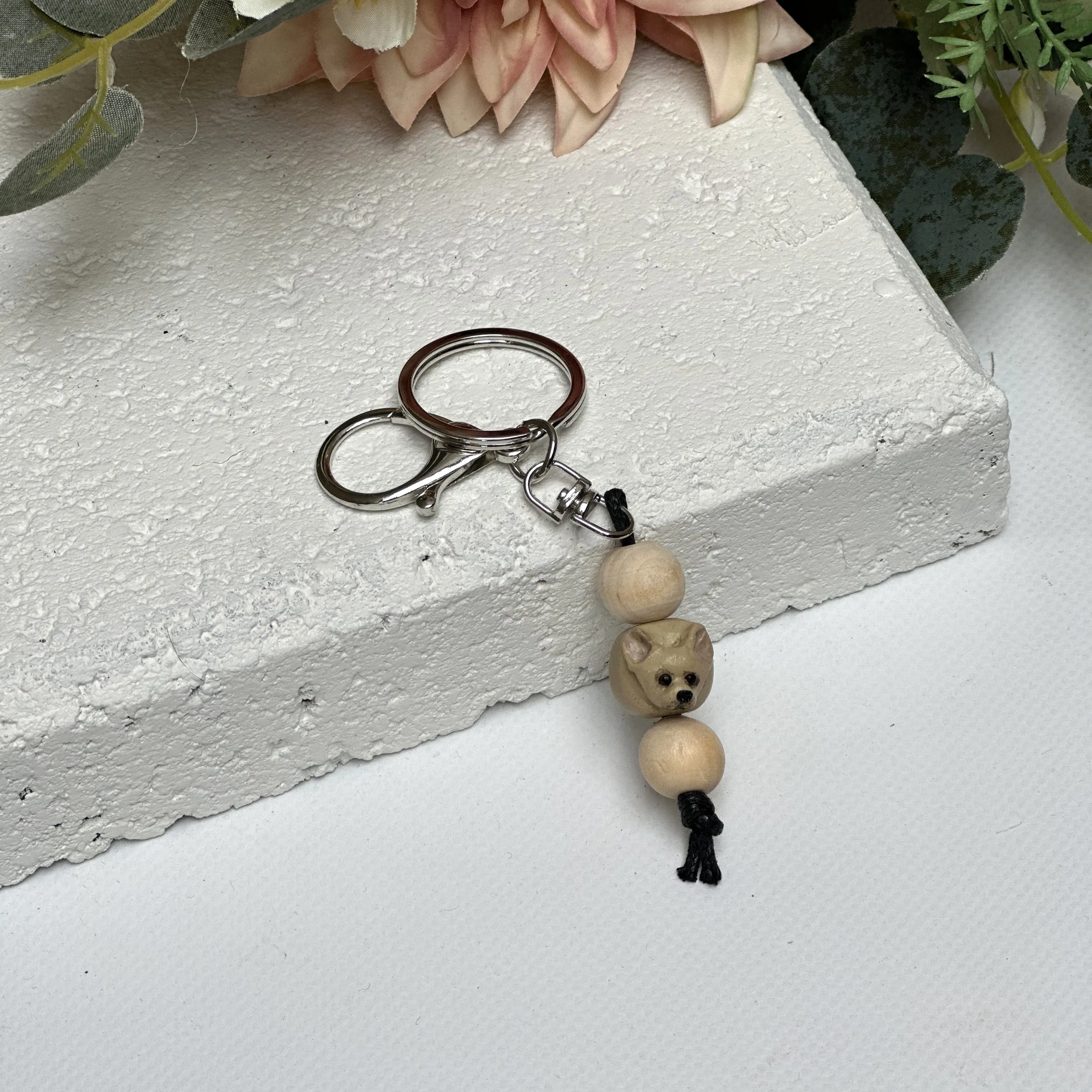 Chihuahua keyring - handmade polymer clay chihuahua keychain