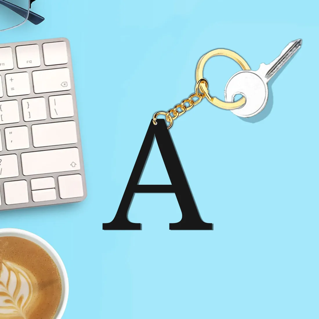 Custom Keychain Monogram Acrylic Key Chain Set of 2