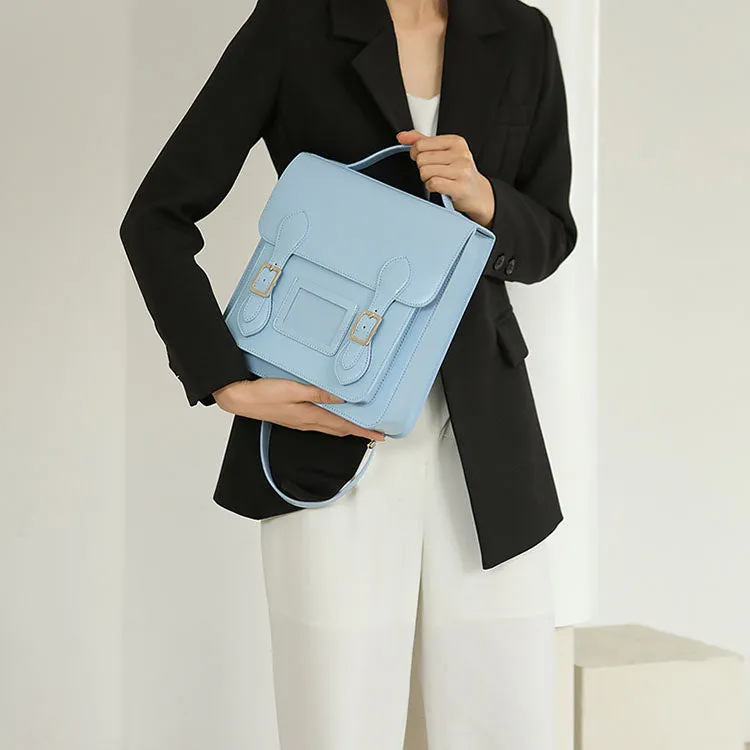 Cute Womens Blue Leather Backpacks Purses Small Rucksack Bags for Women