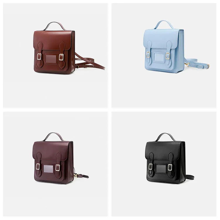 Cute Womens Blue Leather Backpacks Purses Small Rucksack Bags for Women