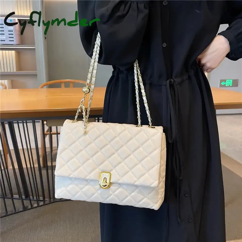 Cyflymder Luxury Designer Women Chain Shoulder Bag Female Brand Crossbody Handbags and Purse Bags White Black Small Flap Prom Bags