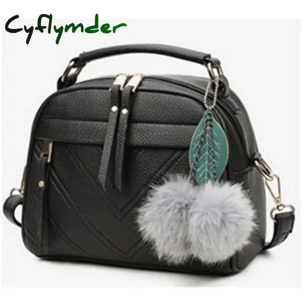 Cyflymder Women Messenger Bags New PU Leather Handbag Inclined Shoulder Bag Women Crossbody Handbags Bag Ball Tassel Bolsa