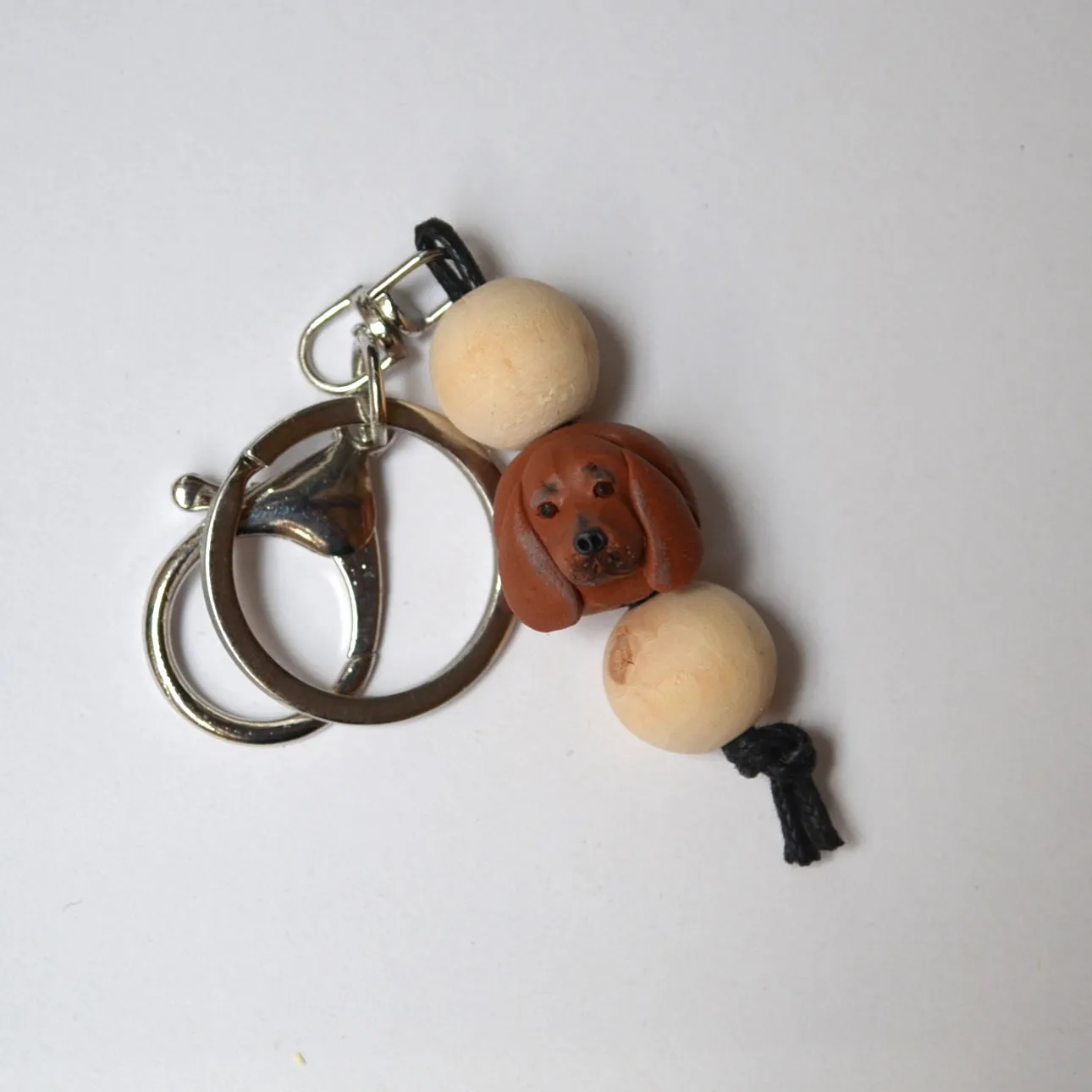 Dachshund keyring - handmade polymer clay sausage dog keychain