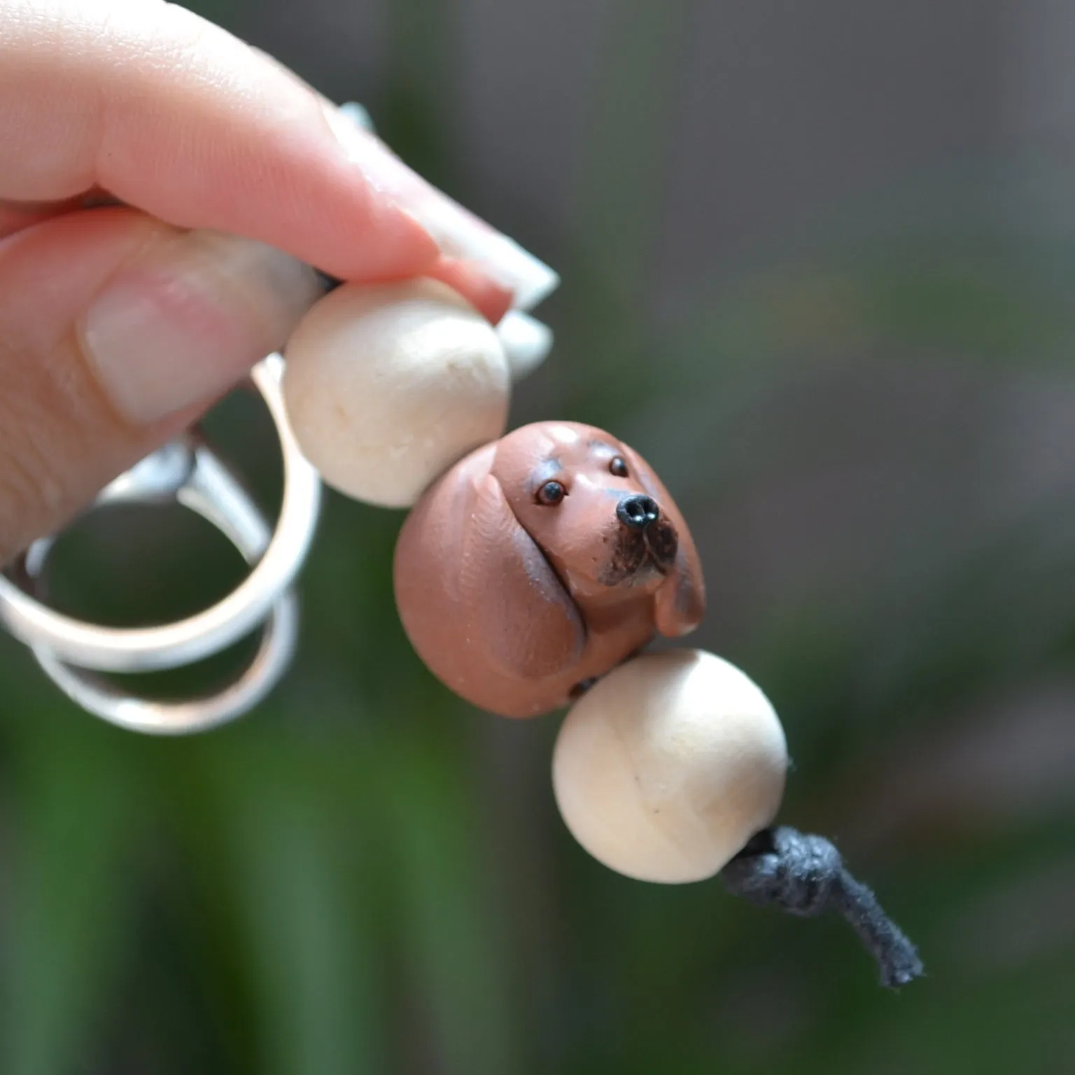 Dachshund keyring - handmade polymer clay sausage dog keychain