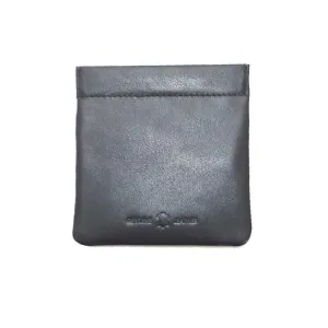 David Aster Black Leather Coin Pouch