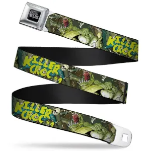 DC COMICS FOREVER EVIL Full Color Black Gray Seatbelt Belt - Batman & Robin Forever Evil Issue 23.4 KILLER CROC #1 Cover Pose Greens Webbing