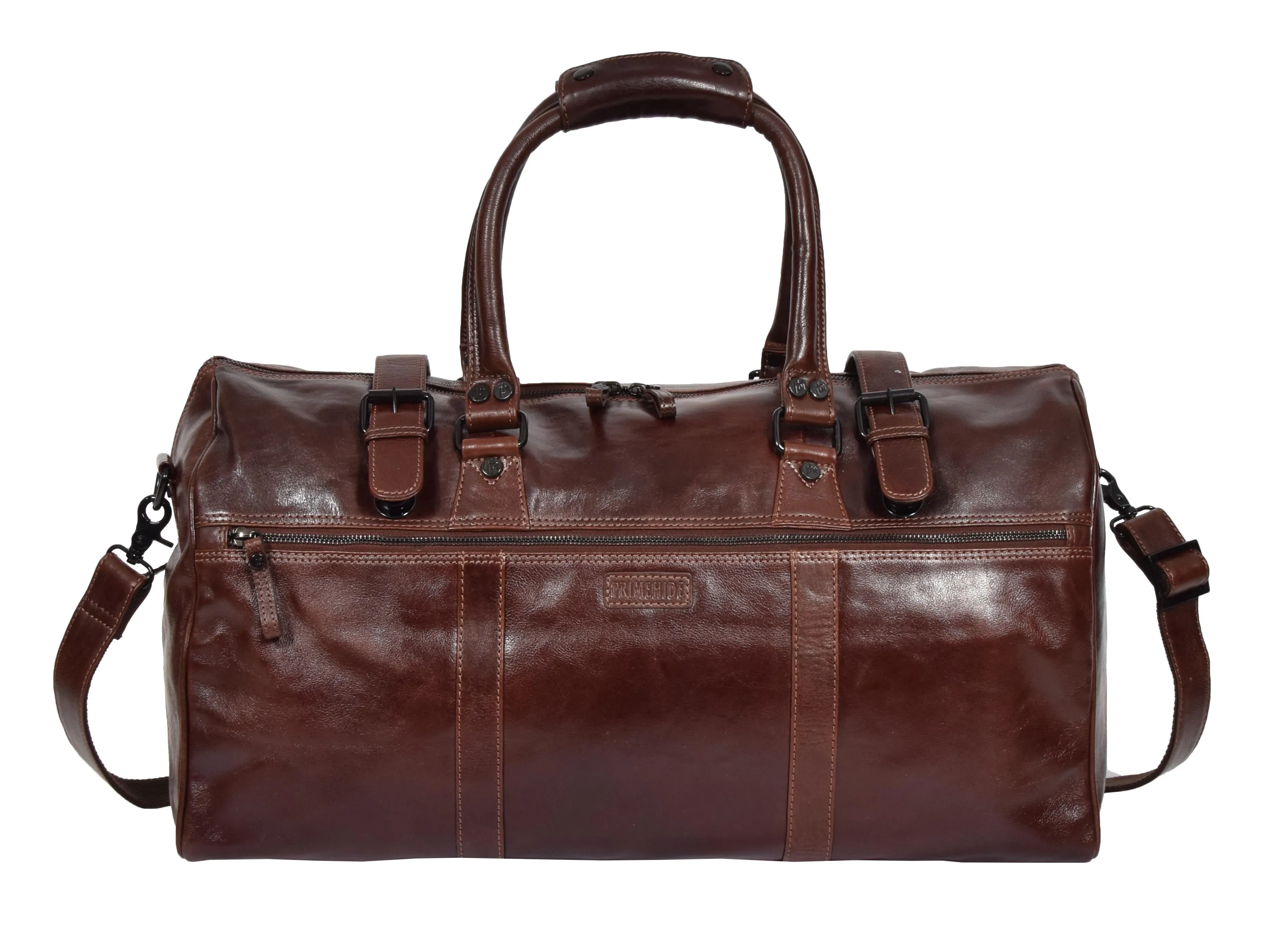 DR329 Brown Luxury Leather Holdall Travel Duffle Bag