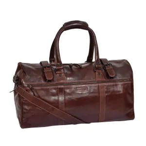 DR329 Brown Luxury Leather Holdall Travel Duffle Bag