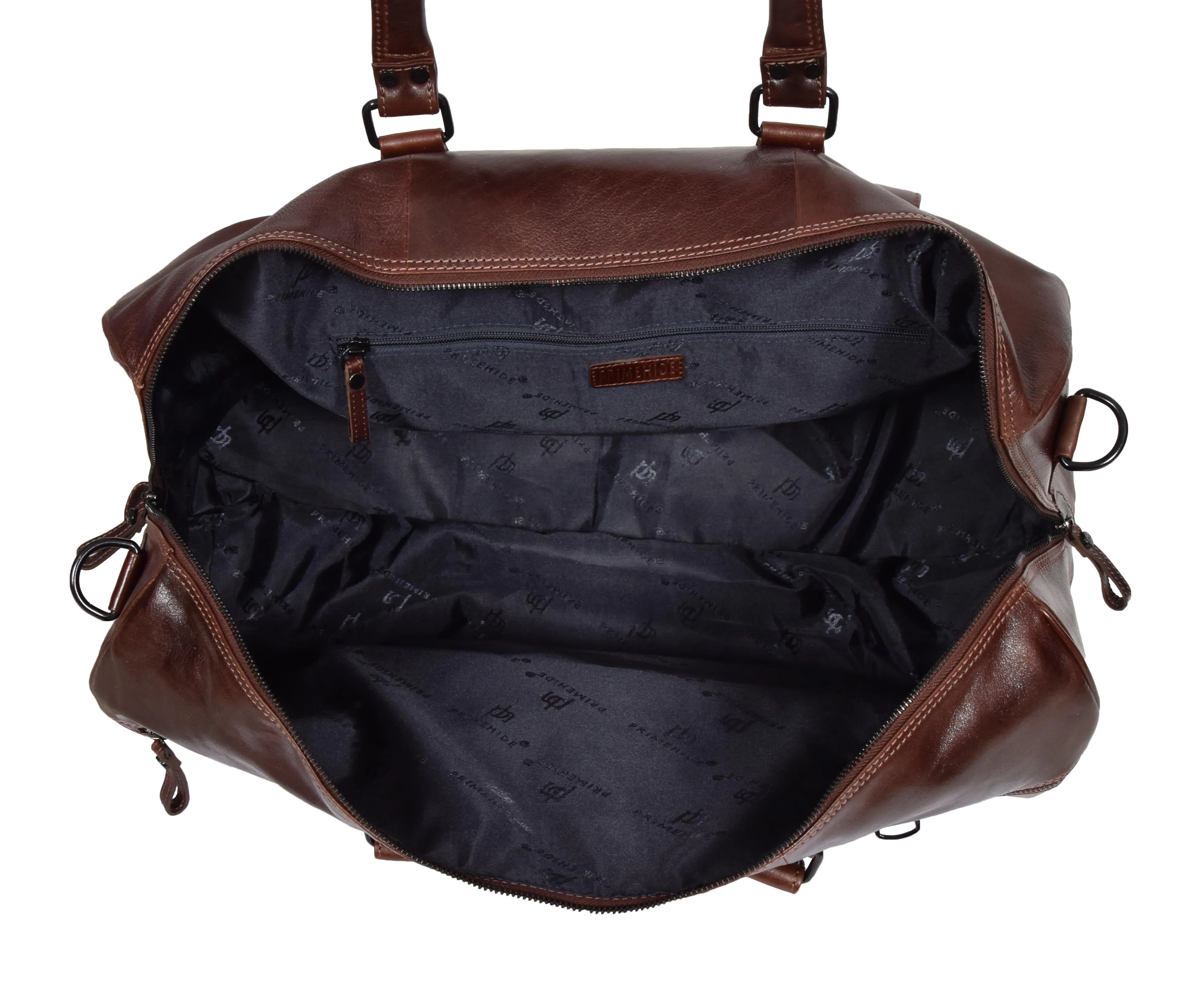 DR329 Brown Luxury Leather Holdall Travel Duffle Bag