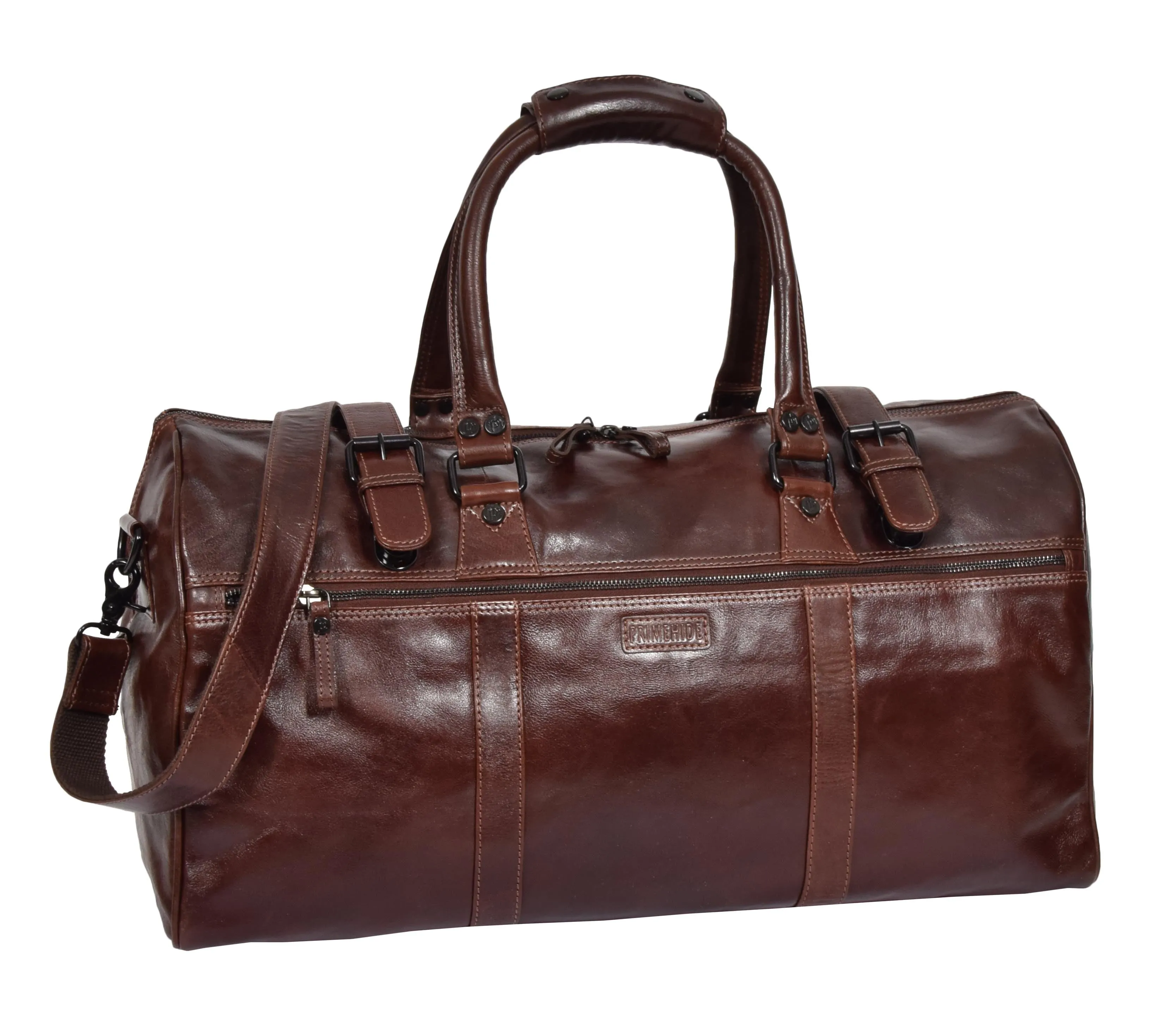 DR329 Brown Luxury Leather Holdall Travel Duffle Bag