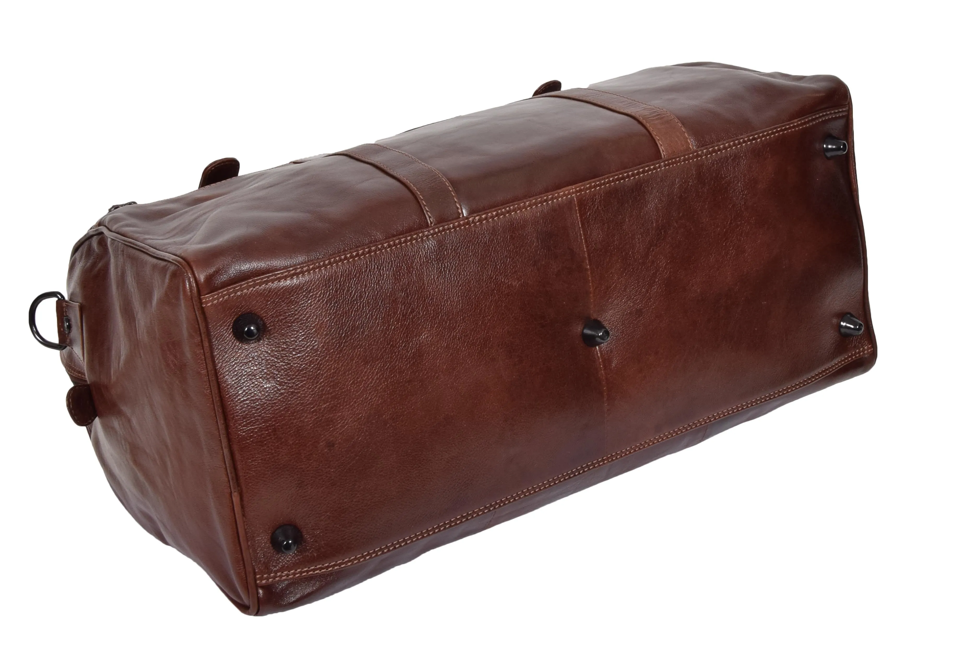 DR329 Brown Luxury Leather Holdall Travel Duffle Bag