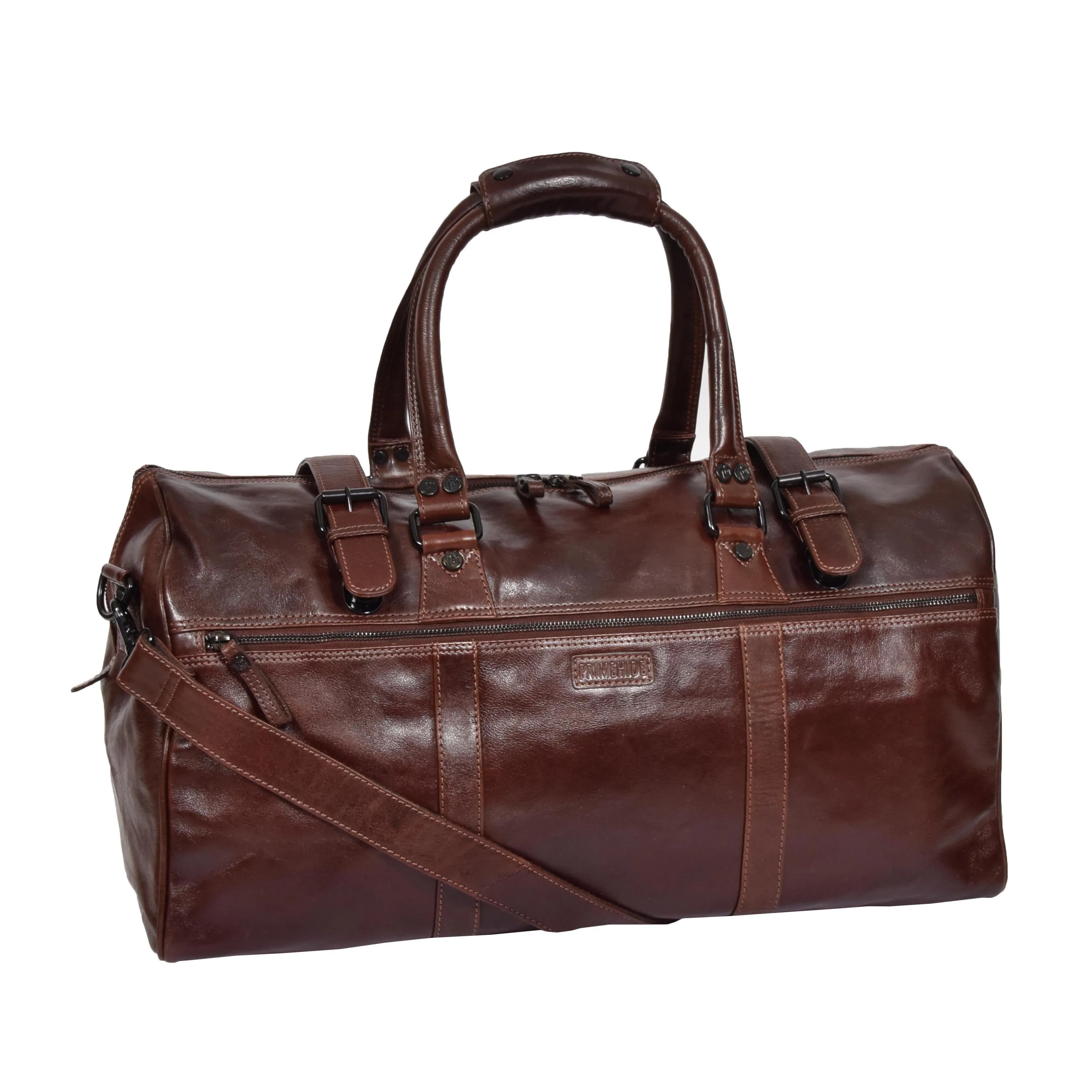 DR329 Brown Luxury Leather Holdall Travel Duffle Bag