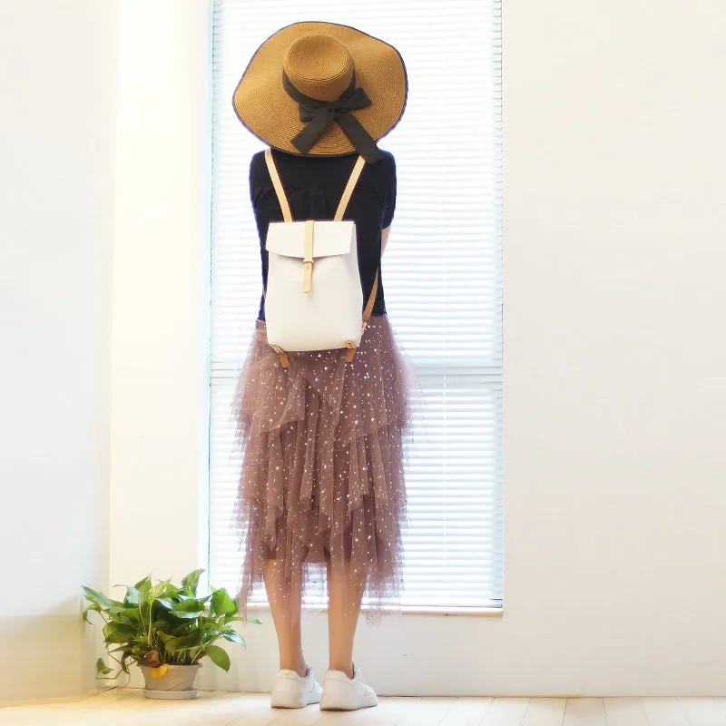 Elegant Womens White Leather Backpack Purse Bag Loptap Backpacks for Women