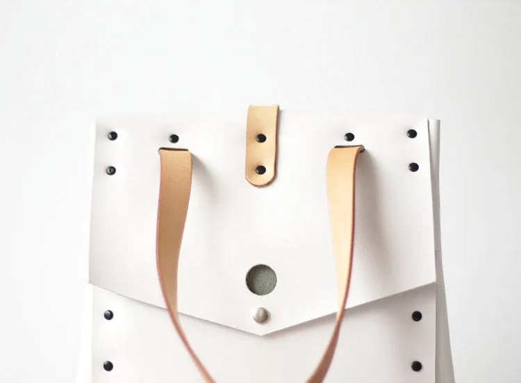 Elegant Womens White Leather Backpack Purse Bag Loptap Backpacks for Women