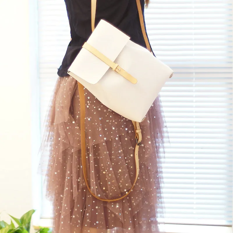 Elegant Womens White Leather Backpack Purse Bag Loptap Backpacks for Women