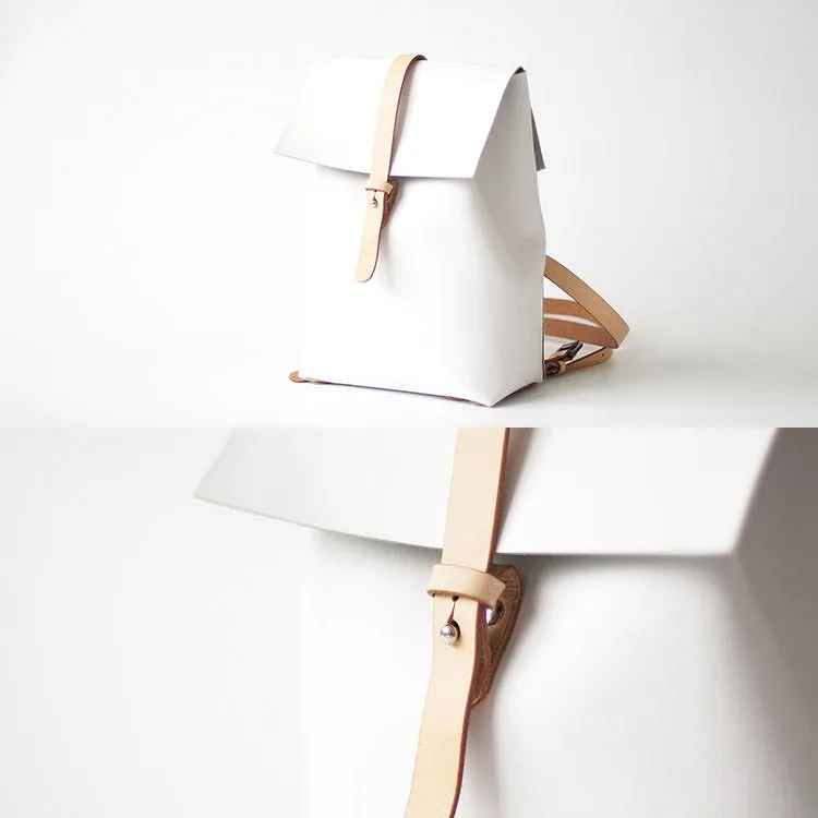 Elegant Womens White Leather Backpack Purse Bag Loptap Backpacks for Women