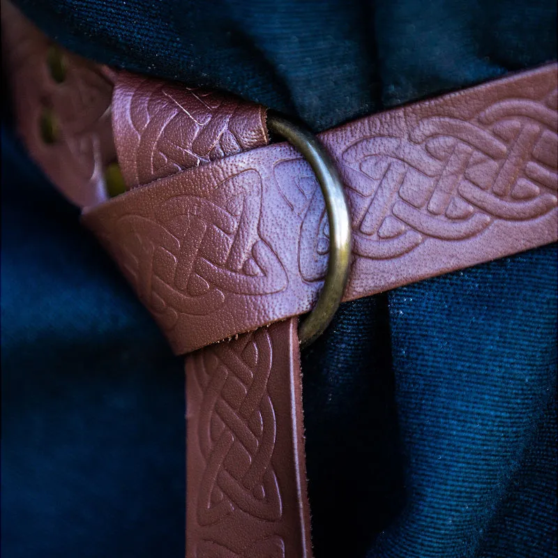 Embossed Brown Ring Belt