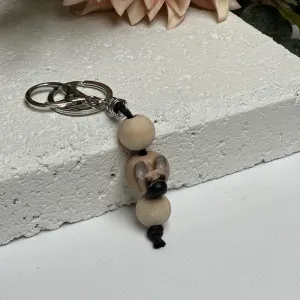 Fawn french bulldog keyring - handmade polymer clay frenchie keychain