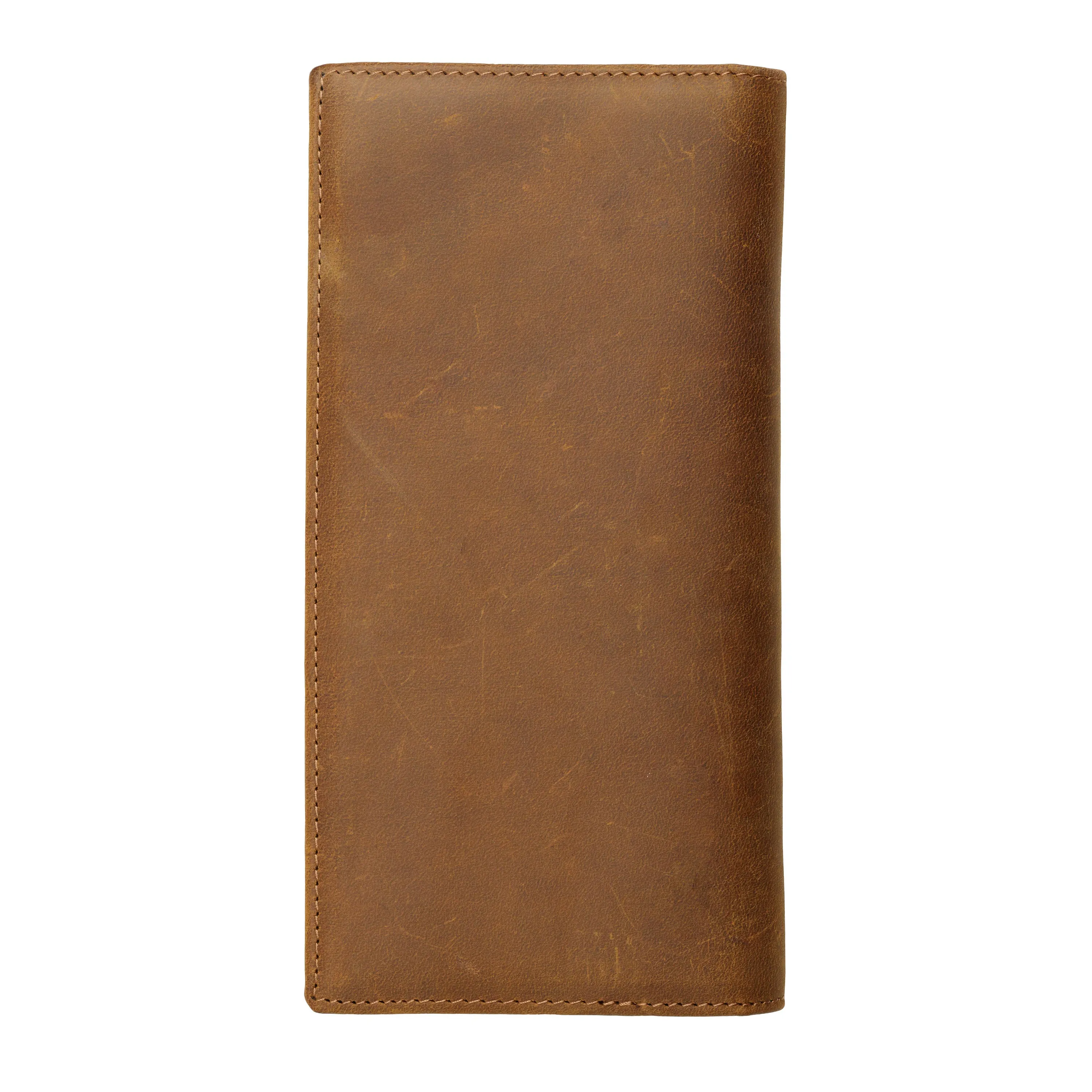 Genuine Leather Long Wallet - Medium Brown Crazy Horse